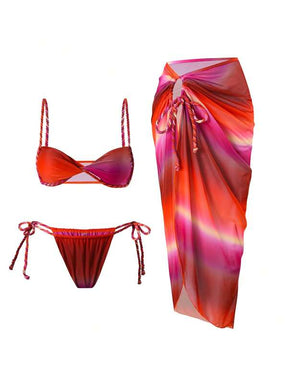 Conjunto Cortininha Com Amarrações Laterais E Pareô Fluido