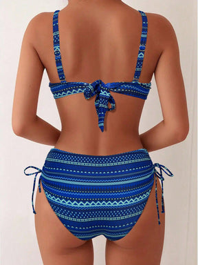 Biquíni Meia Taça Cintura Alta Estampa Étnica