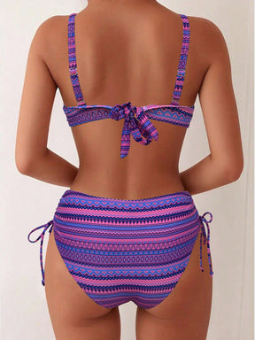 Biquíni Meia Taça Cintura Alta Estampa Étnica