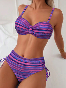 Biquíni Meia Taça Cintura Alta Estampa Étnica