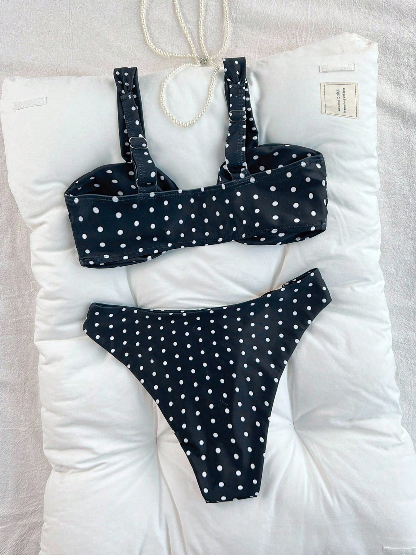 Biquíni Poá Retrô Com Argola Central E Alças Largas