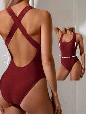 Maiô Decote Redondo Com Alças Cruzadas Nas Costas