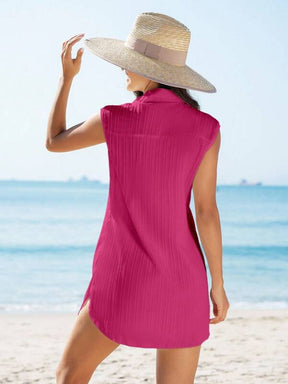 Saída De Praia Chemise Curta Com Decote V