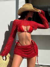 Conjunto Biquíni Triângulo Com Tela Vazada Estilo Crochê