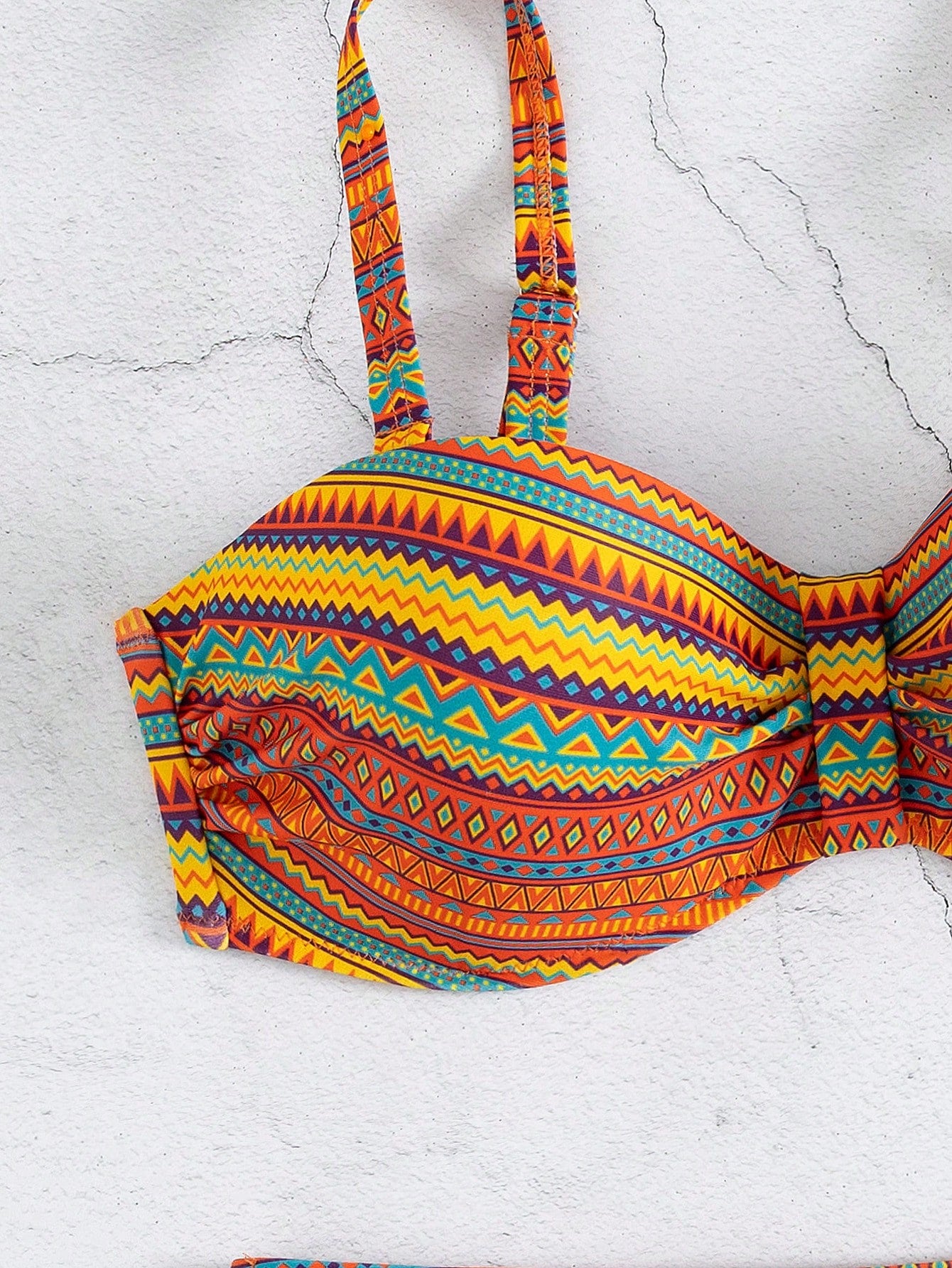 Biquíni Meia Taça Cintura Alta Estampa Étnica