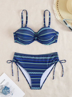 Biquíni Meia Taça Cintura Alta Estampa Étnica