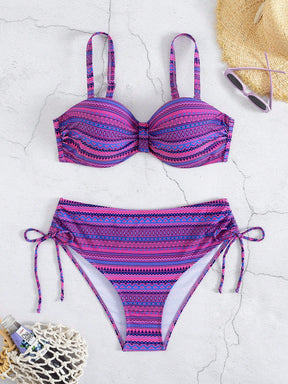 Biquíni Meia Taça Cintura Alta Estampa Étnica