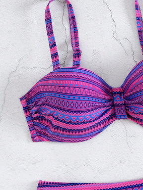 Biquíni Meia Taça Cintura Alta Estampa Étnica