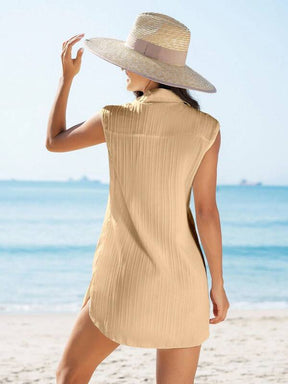 Saída De Praia Chemise Curta Com Decote V
