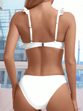Biquíni Meia Taça Cintura Alta Com Babados
