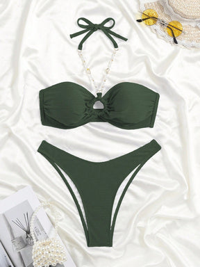 Biquíni Tomara Que Caia Texturizado Com Detalhe De Pérolas