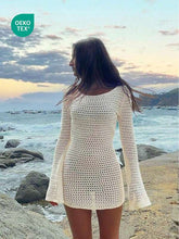 Saída De Praia Vestido Curto Estilo Crochê