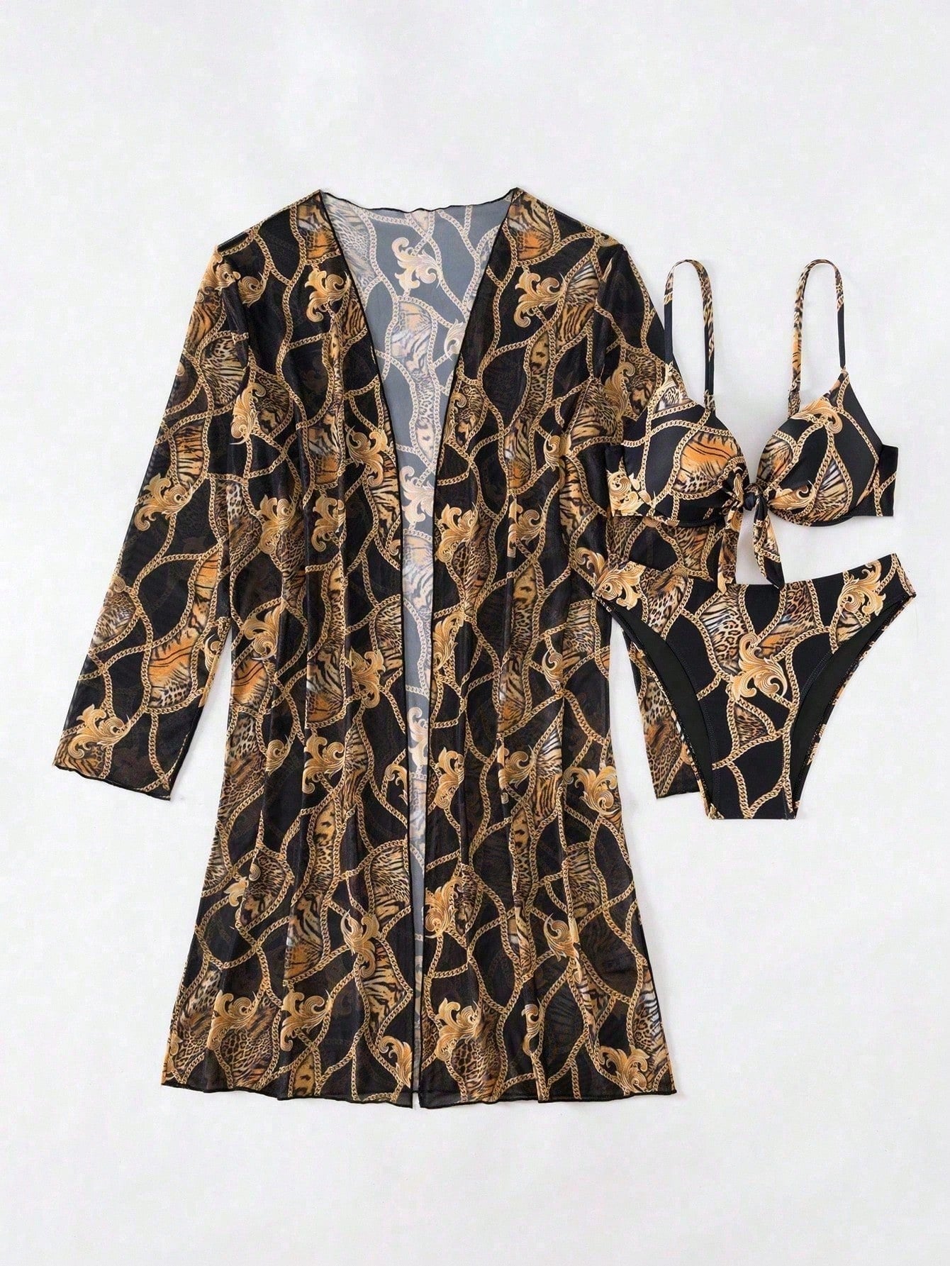 Conjunto Meia Taça Com Kimono Estilo Barroco