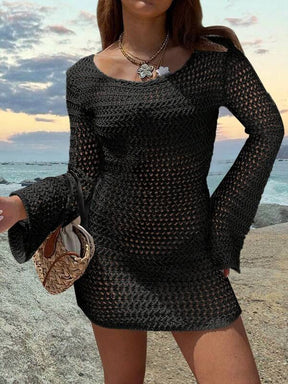 Saída De Praia Vestido Curto Estilo Crochê