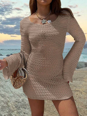 Saída De Praia Vestido Curto Estilo Crochê
