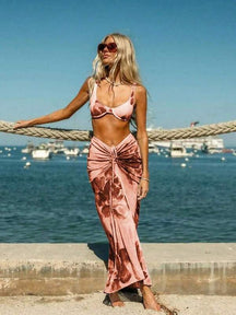 Conjunto Meia Taça Com Saia Longa De Tule Estampado