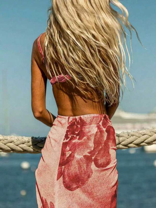 Conjunto Meia Taça Com Saia Longa De Tule Estampado