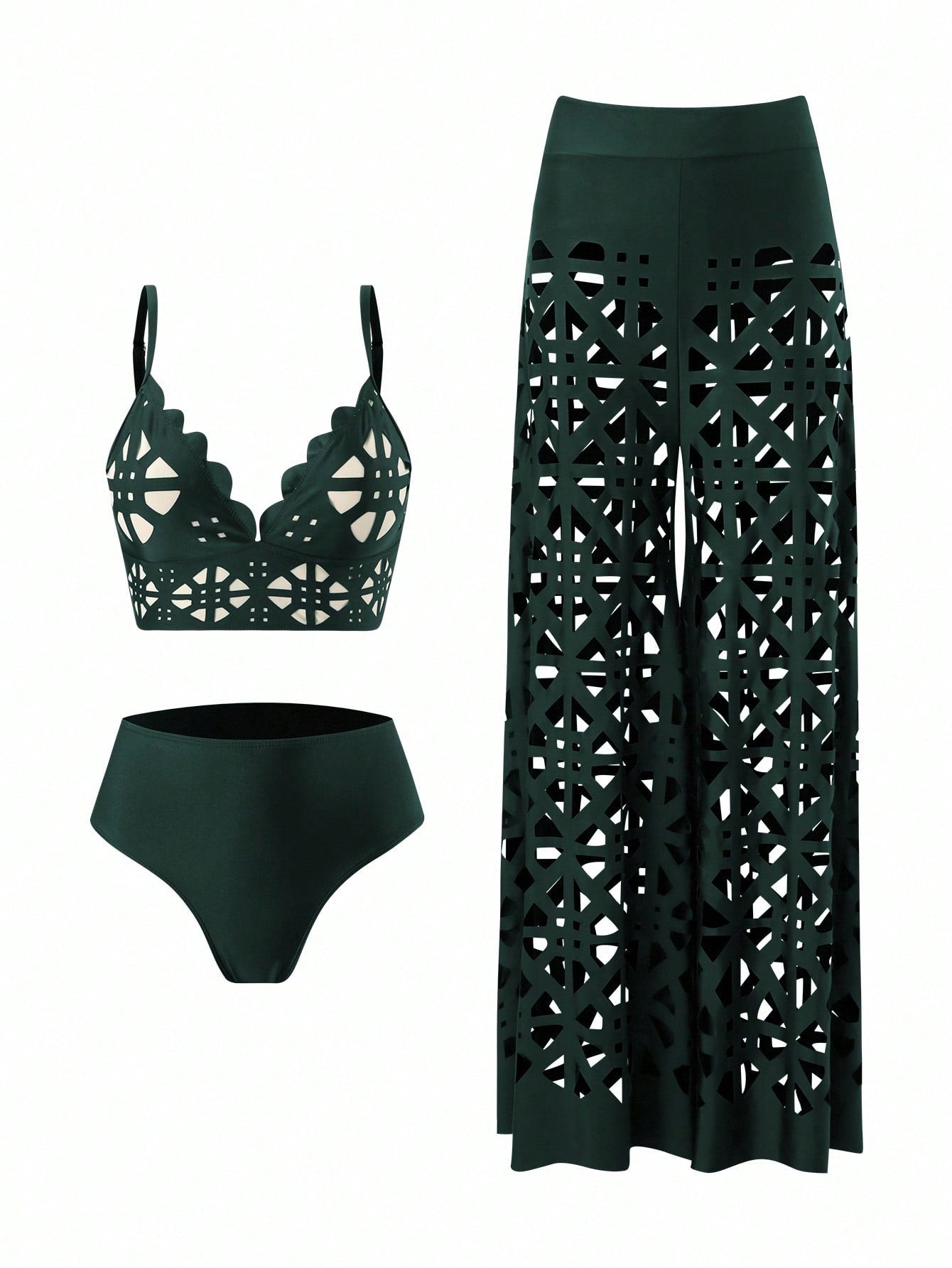 Conjunto Com Top Recortado E Calça Vazada Geométrica