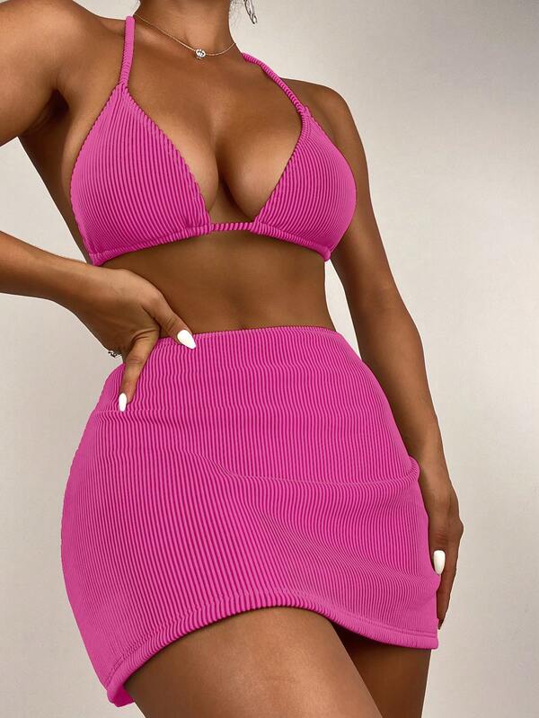 Conjunto Triângulo Com Saia Reta Estilo Minimalista