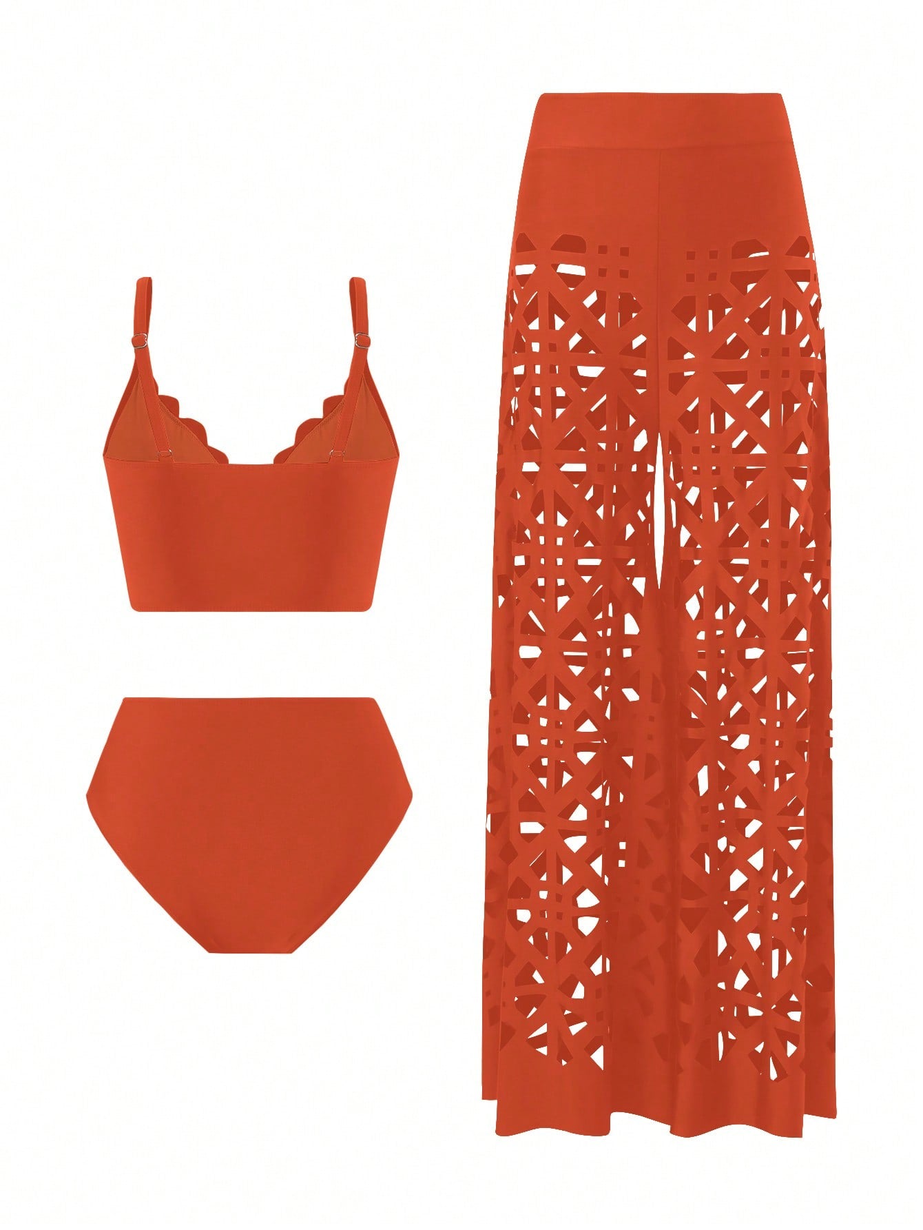 Conjunto Com Top Recortado E Calça Vazada Geométrica