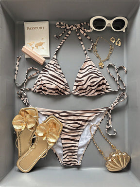 Biquíni Cortininha Estampa Animal Print Zebra Ajustável