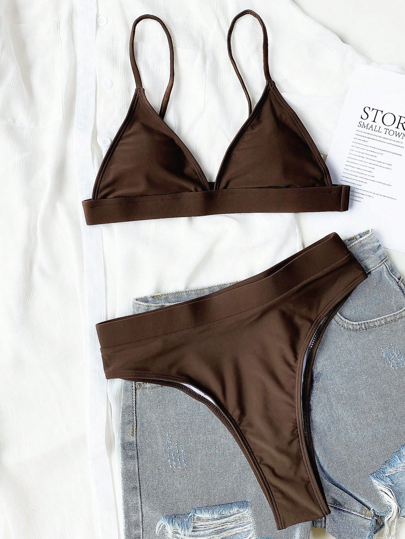 Biquíni Hot Pant Top Triângulo Com Detalhe Contrastante