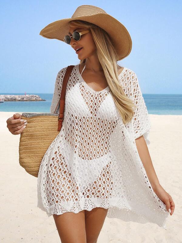 Saída De Praia Tramada Com Modelagem Solta Estilo Resort