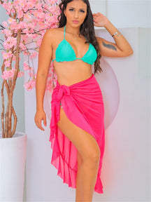 Saída De Praia Pareô Longo Com Babados Laterais