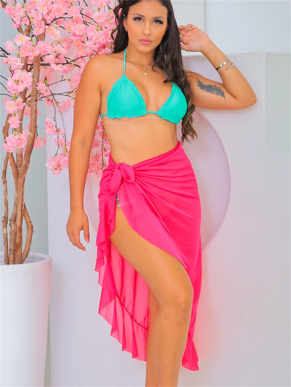 Saída De Praia Pareô Longo Com Babados Laterais